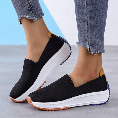 Women's Slip-On Shoes - Breathable Knit Upper - Cushioned Sole - Lightweight Casual Wear