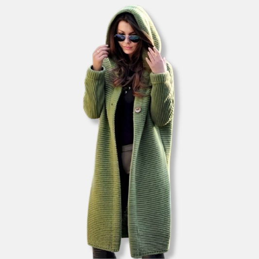 Corduroy Relaxed Fit Long Hooded Cardigan