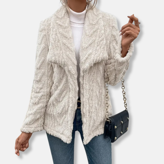 Relaxed Fit Fleece Shawl Collar Jacket 