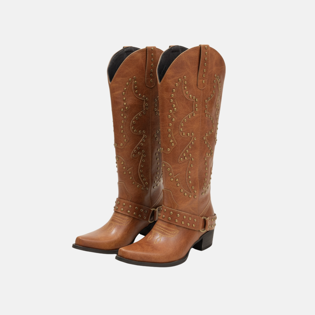 Faux Leather Knee-High Pointed Toe Boots