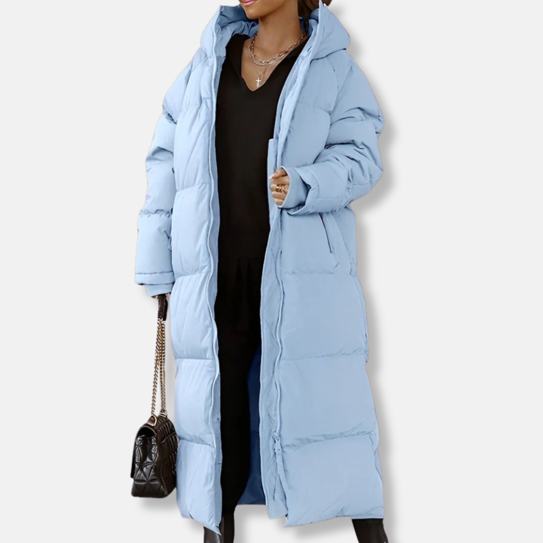 Quilted Oversized Padded Hooded Long Coat 