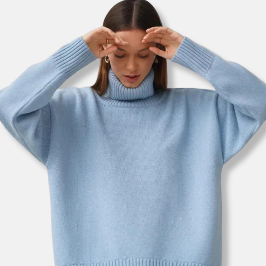 Ribbed Turtleneck Loose Fit Sweater