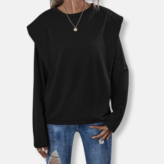 Padded Shoulder Relaxed Fit Cotton Blend Sweatshirt 