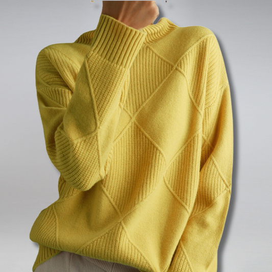 Diagonal Design Turtleneck Sweater
