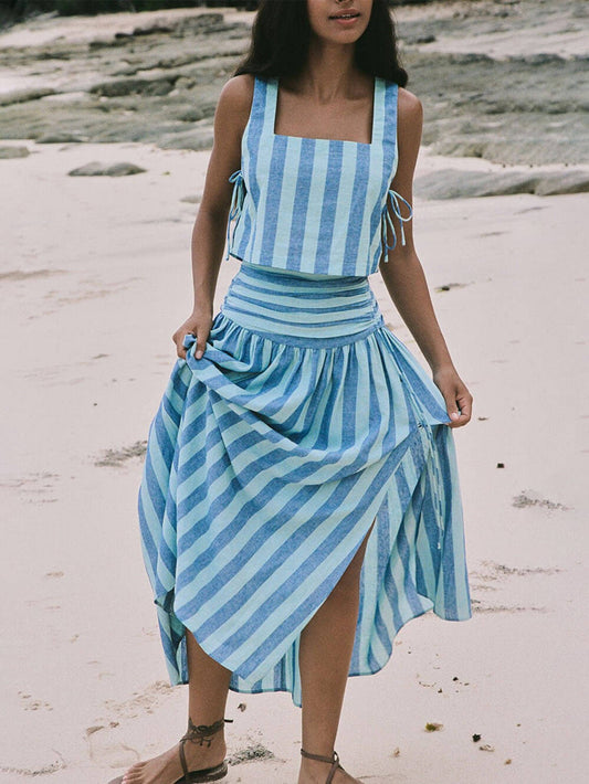 High-Waisted Slit Two-Piece Set
