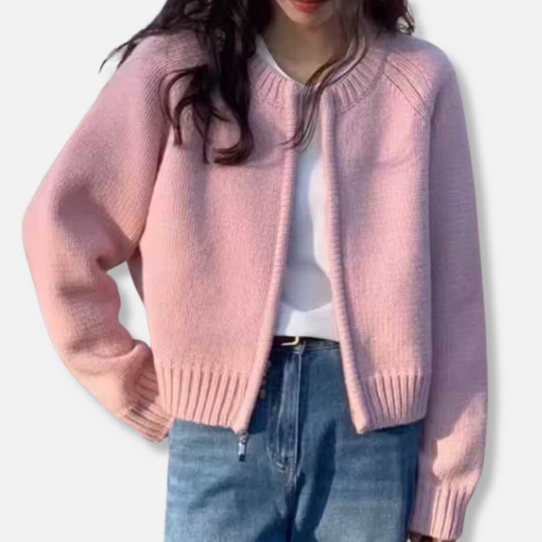 Wool Knit Relaxed Fit Cropped Cardigan 