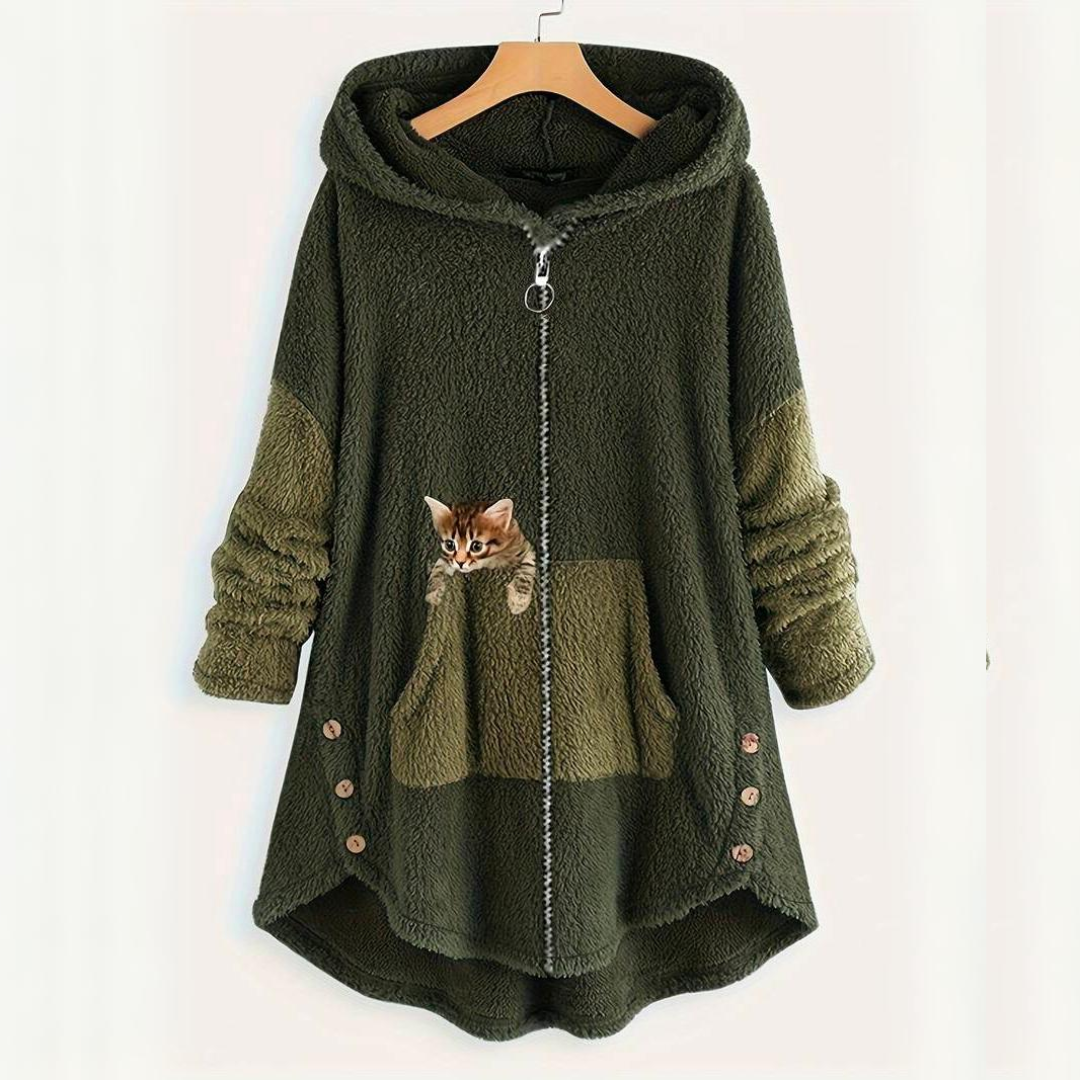 Women's fluffy cat hoodie