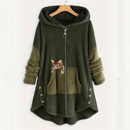 Women's fluffy cat hoodie