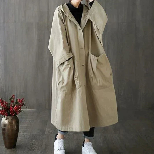 Twinkle - loose over-the-knee hooded jacket with large pockets