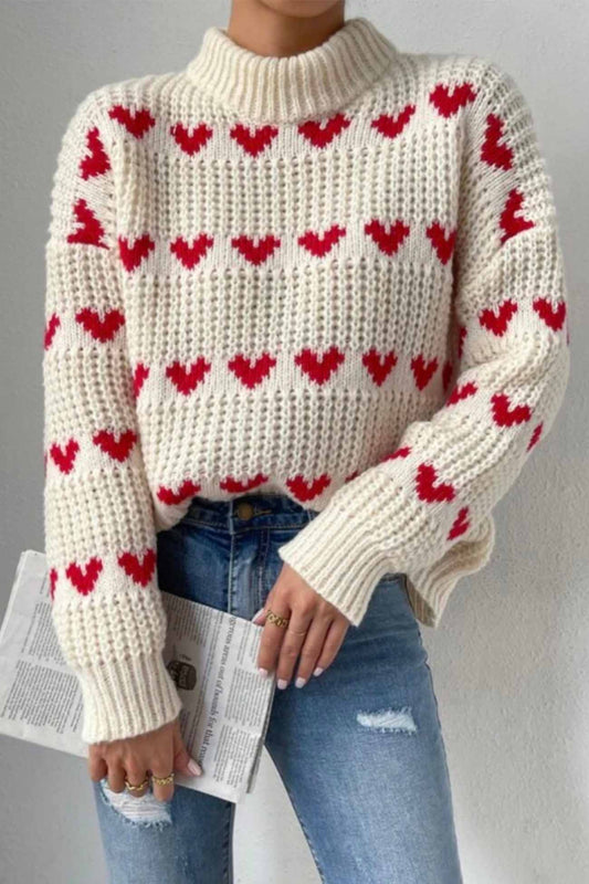 Chunky Knit Relaxed Fit Heart Sweater