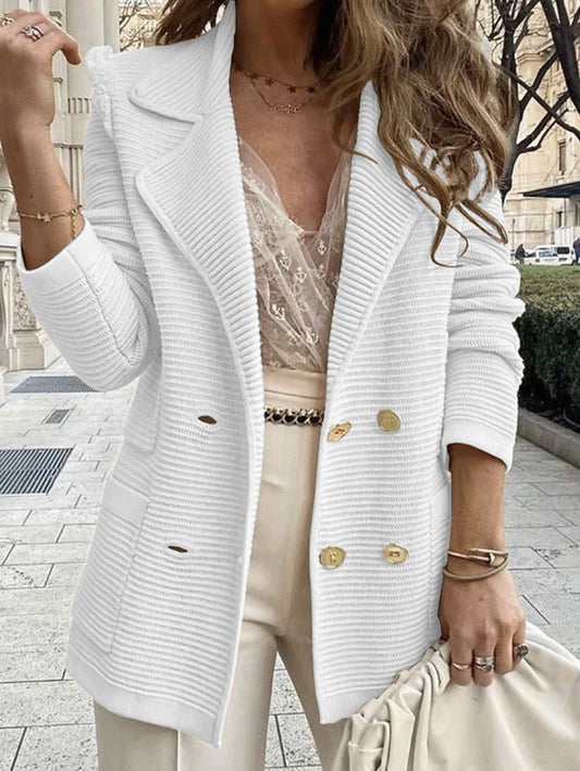 Textured Casual Long Sleeve Winter Coat
