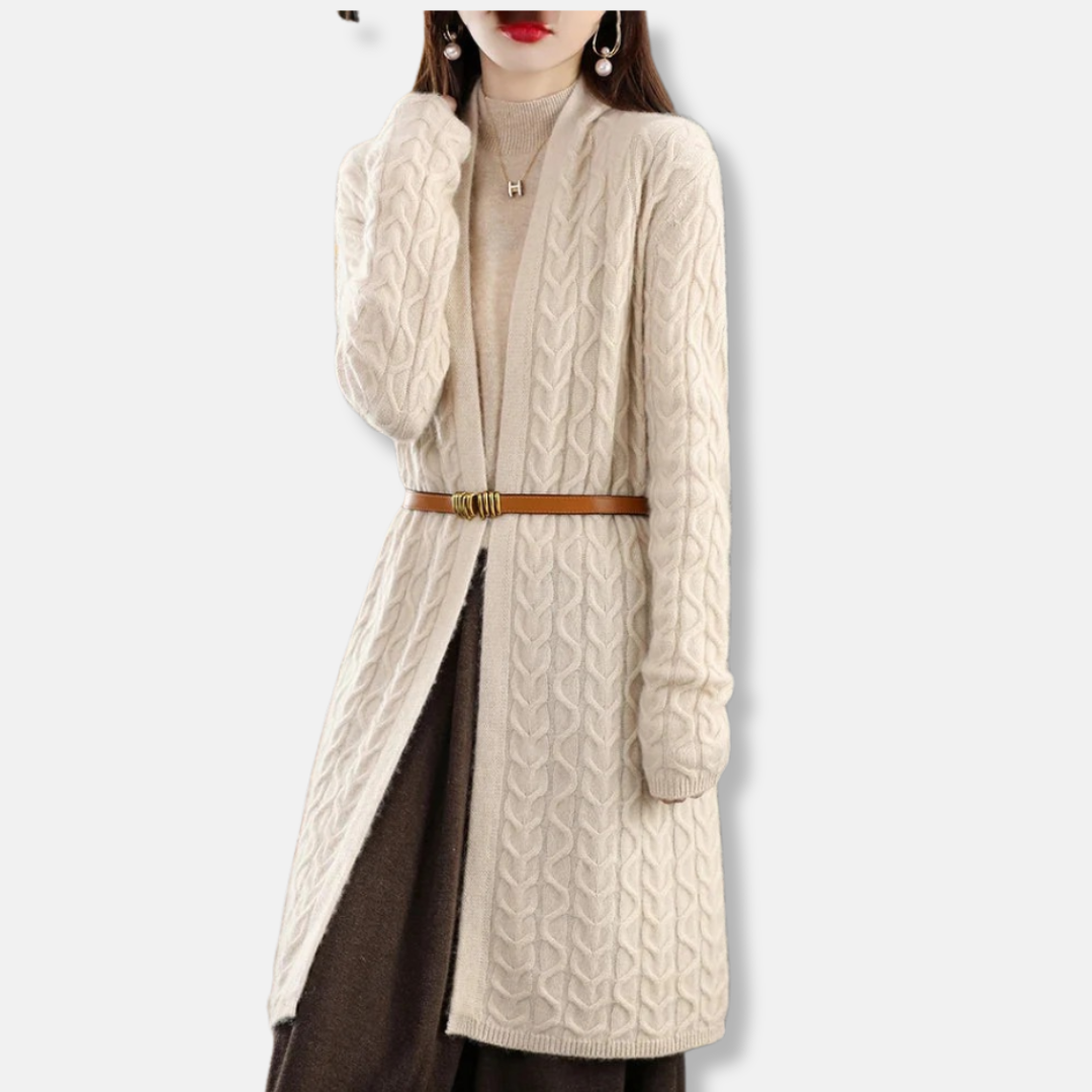 Cable Knit Relaxed Fit Long Cardigan 