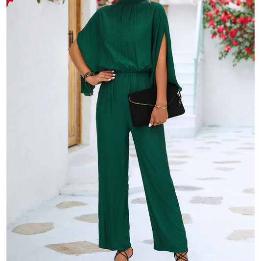 Elegant Draped High-Neck Jumpsuit