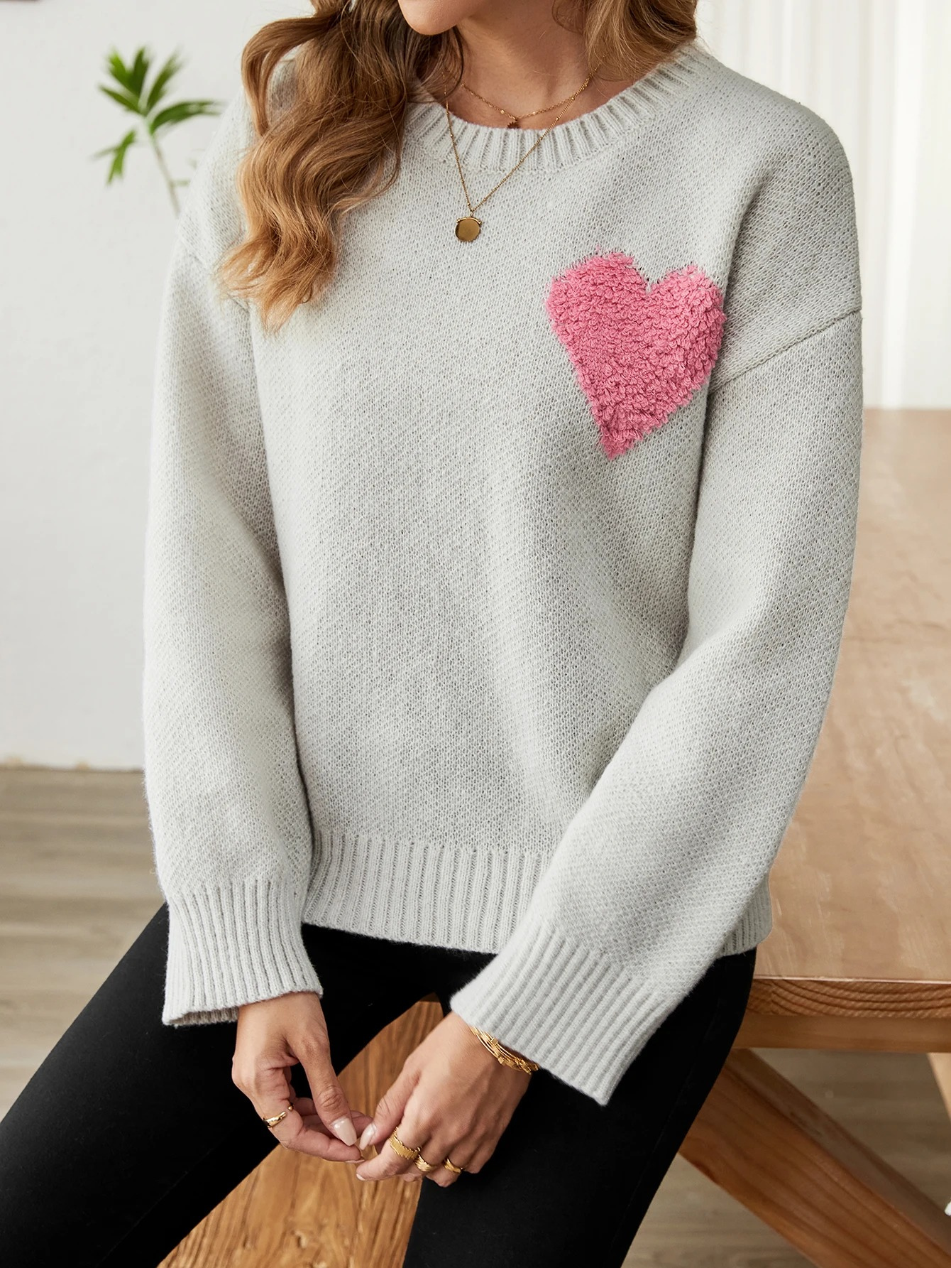 Women's heart design warm sweater