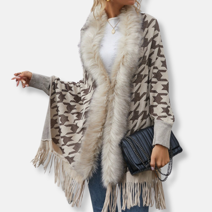 Amelia Relaxed Fit Cardigan | Fur Collar Tassel Hem Cardigan