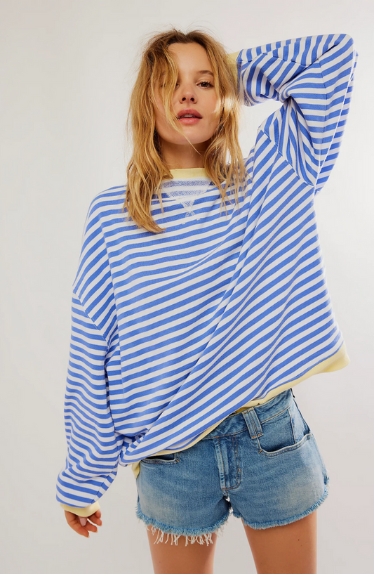 Relaxed Fit Ribbed Crew Neck Sweatshirt