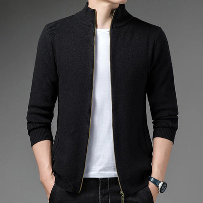 Women's zipper jacquard sweater cardigan jacket