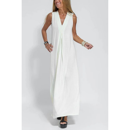 Women's Maxi Dress - Sleeveless V-Neck - Flowy Loose Fit - Elegant & Breathable