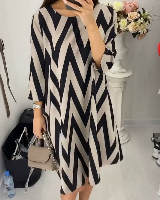 Bold Zigzag Pattern A-Line Dress