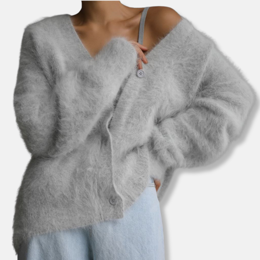 Women’s Cardigan - Knit - Oversized Fit - V-Neck - Button Closure