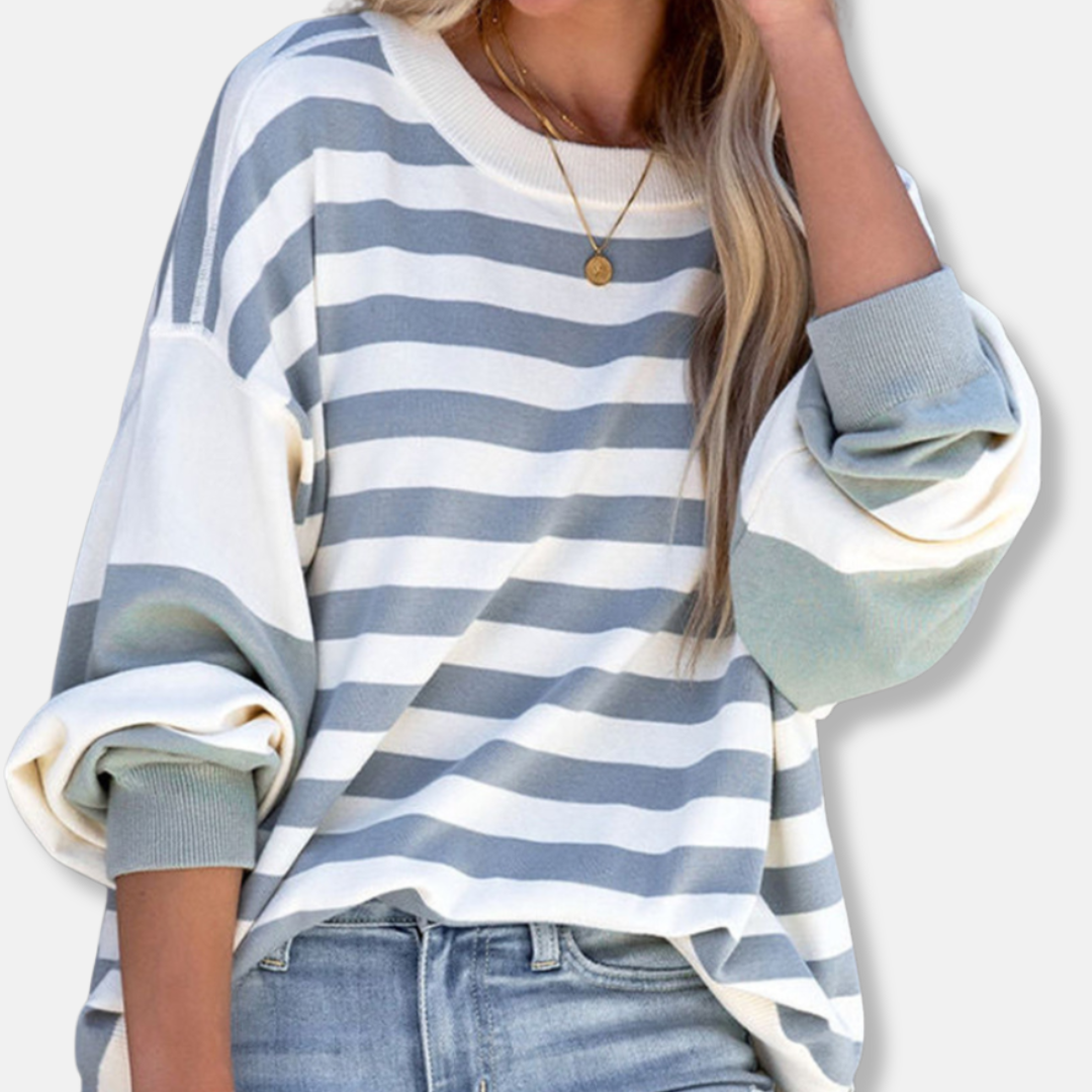 Oversized Striped Relaxed Fit Knit Sweater 