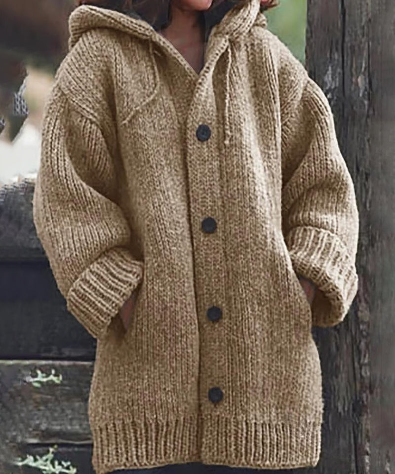 Women's hooded sweater cardigan