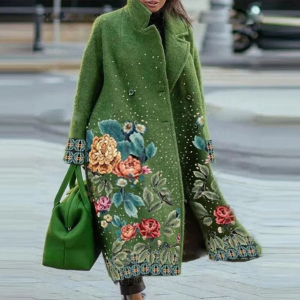 Women's elegant coat with floral pattern