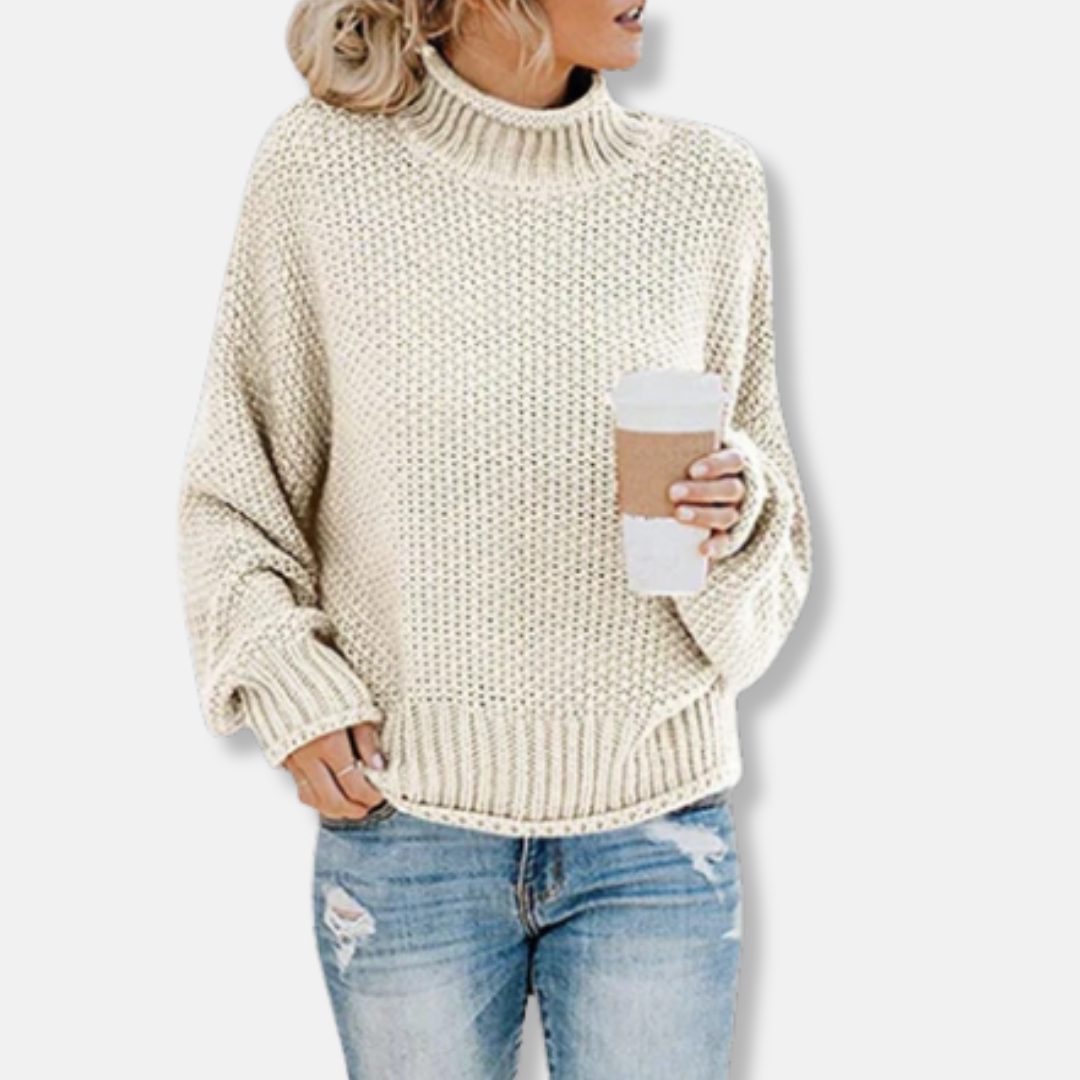 Women’s Sweatshirt – Oversized Fit – Wool Blend Knit – Drop Shoulder – Ribbed Trim