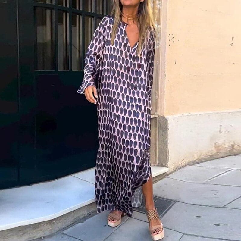 Flowing V-Neck Breathable Maxi Dressnull