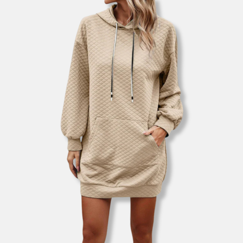 Quilted Diamond Oversized Hooded Mini Dress 