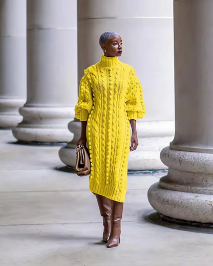 Women's Wool Knitted Turtleneck Dress