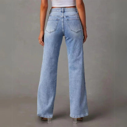 Women's washed flared denim pants