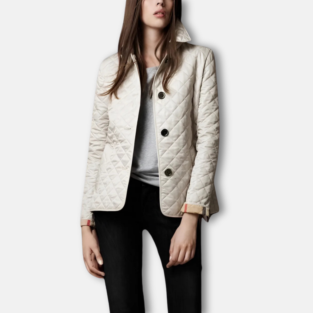 Quilted Woven Slim Fit Spread Collar Jacket