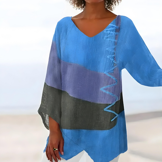 Relaxed Fit Three-Quarter Sleeve Tunic Top