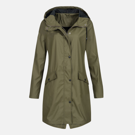 Water-Resistant Hooded Long Snap Jacket 