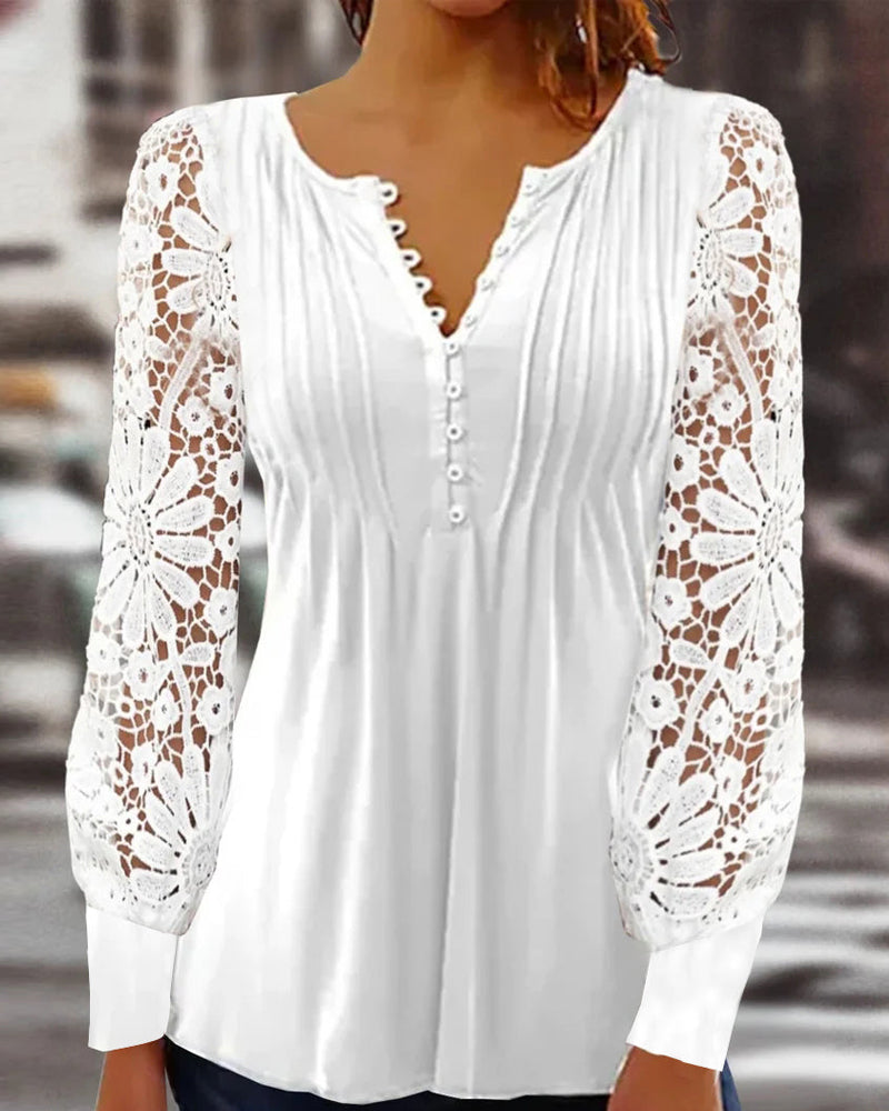 Women's lace top with long sleeves