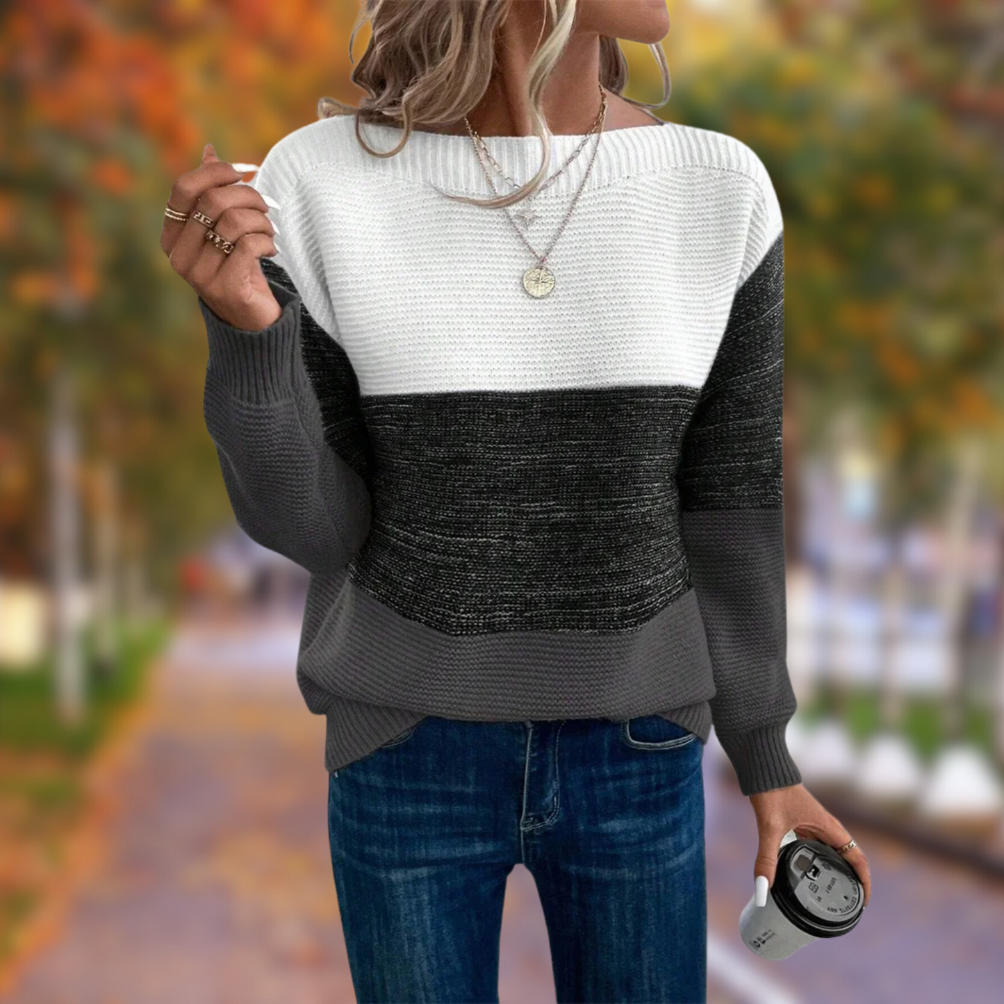 Women's colorblock fall sweater