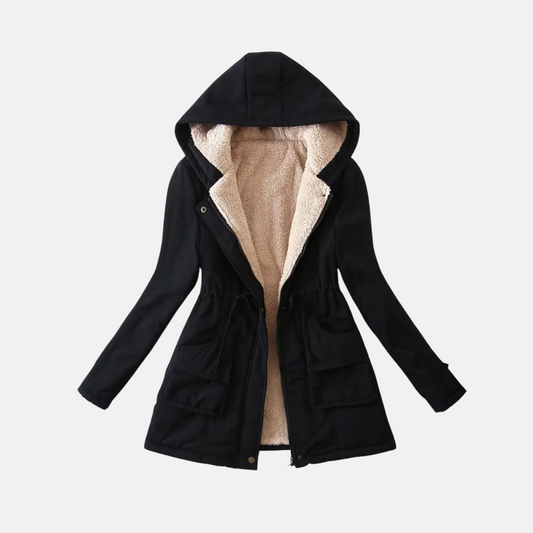 Plush Lined Hooded Loose Fit Parka Jacket 