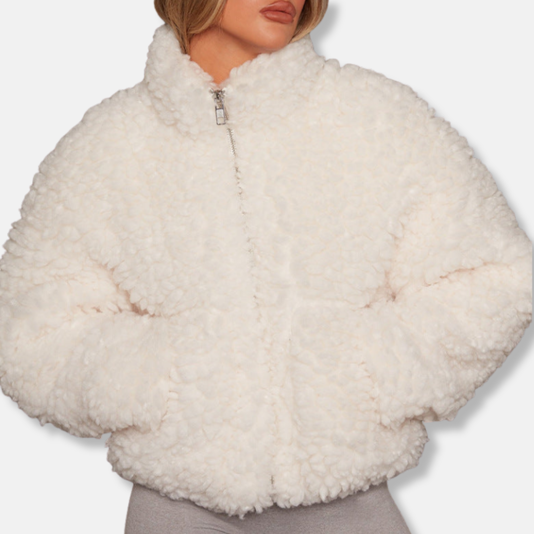 Isla Relaxed Fit Zip-Up Jacket | Stand Collar Hip-Length Jacket