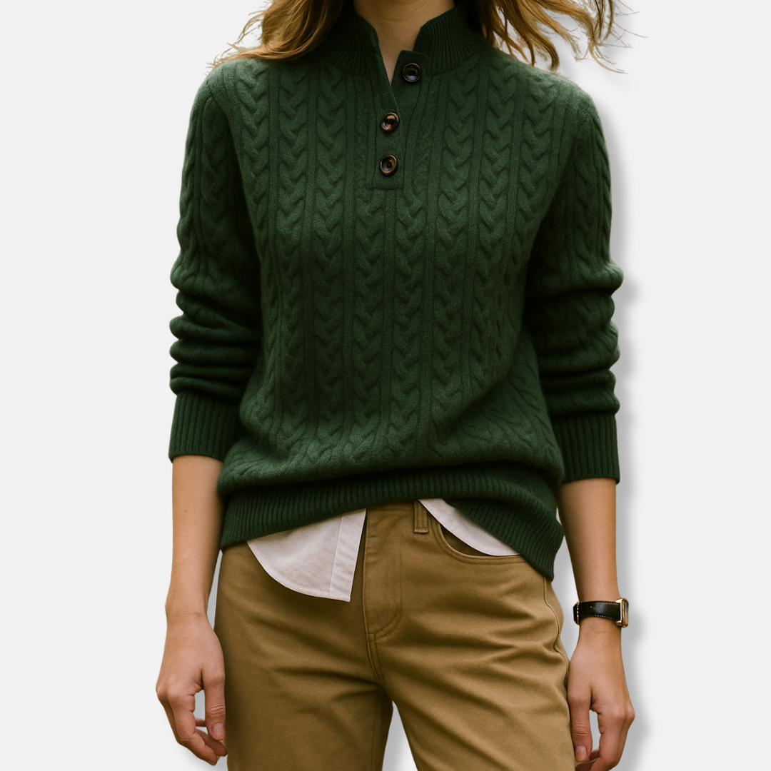 Wool Blend Relaxed Funnel Neck Sweater