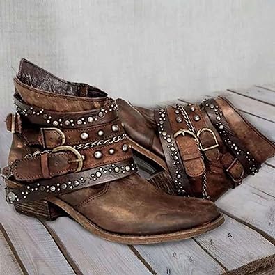 Thick Heel Belt Ankle Boots