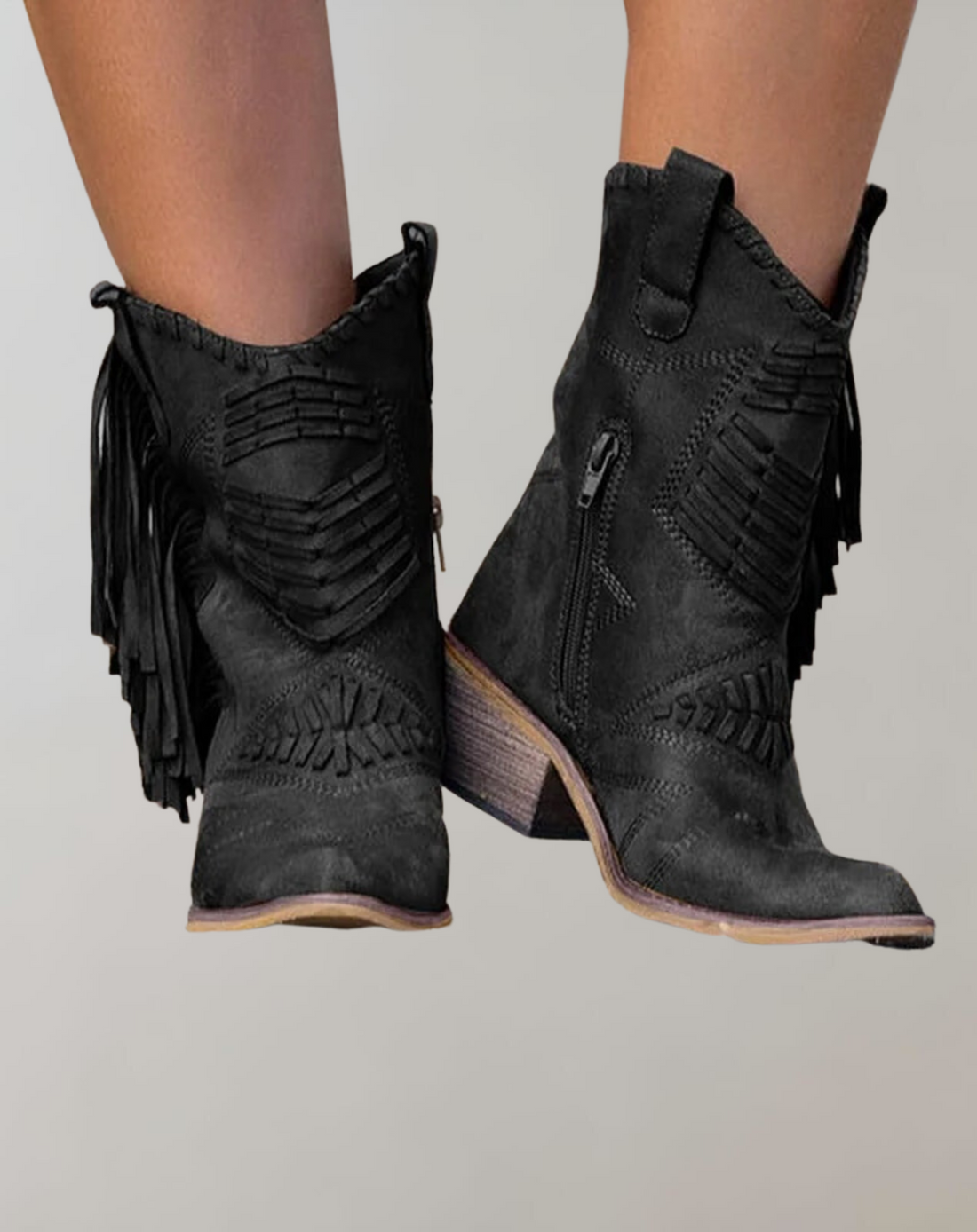 Women's mid-tube tassel boots