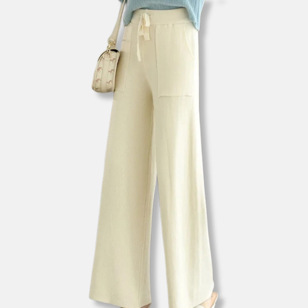 Isla Relaxed Fit Wide Leg Pants | Drawstring Waist Patch Pockets Pants