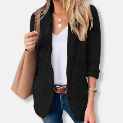 Amelia Slim Fit Blazer | Notched Lapel Open Front Blazer