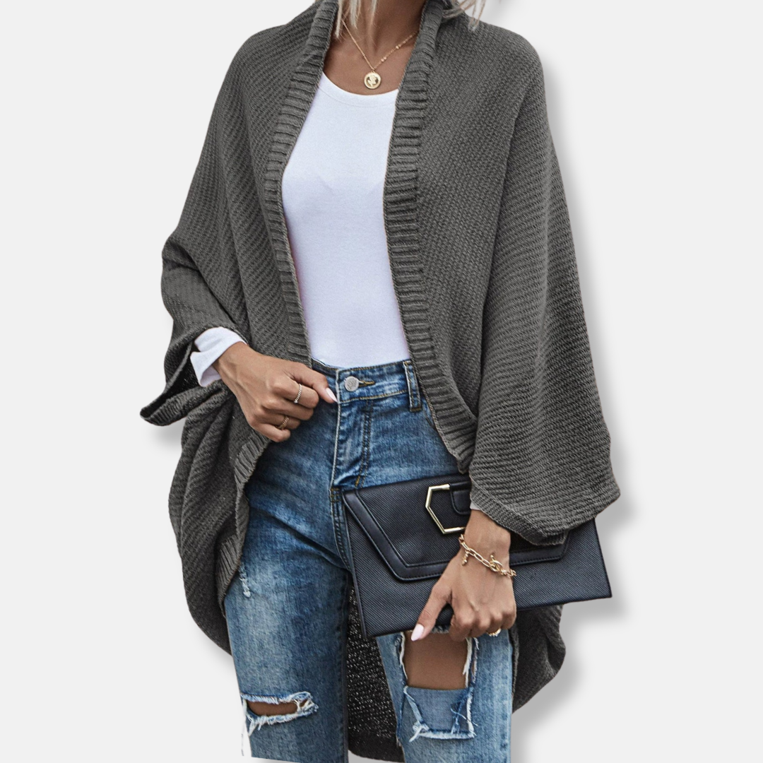 Isla Oversized Cardigan Sweater | Open Front Batwing Sleeve Sweater