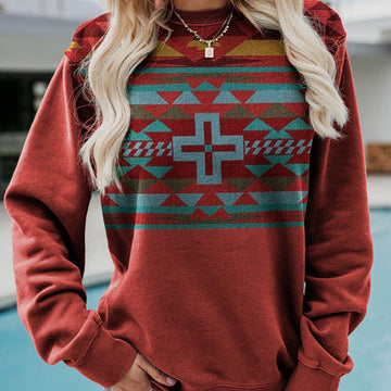 Women's fair isle pattern long sleeve sweater