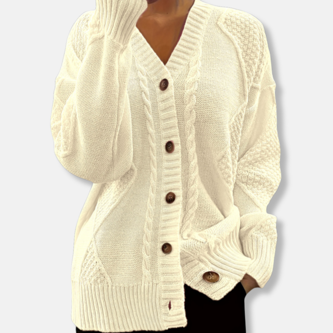 Amelia Relaxed Fit Cardigan | Button Front Tunic-Length Cardigan