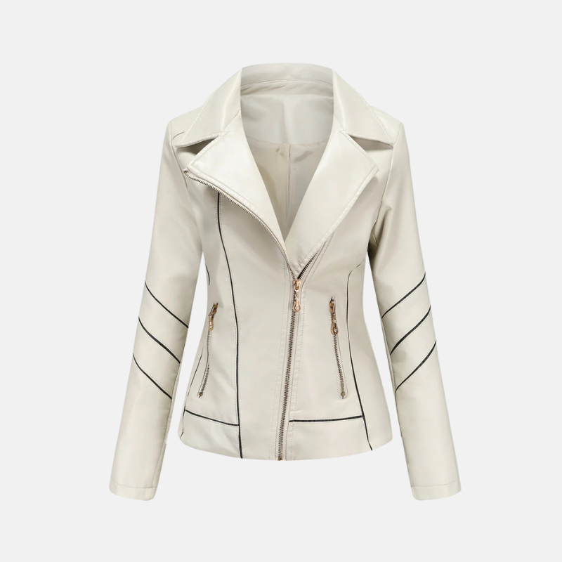 Women’s Jacket – Slim Fit – Faux Leather – Cropped Length – Asymmetrical Zipper