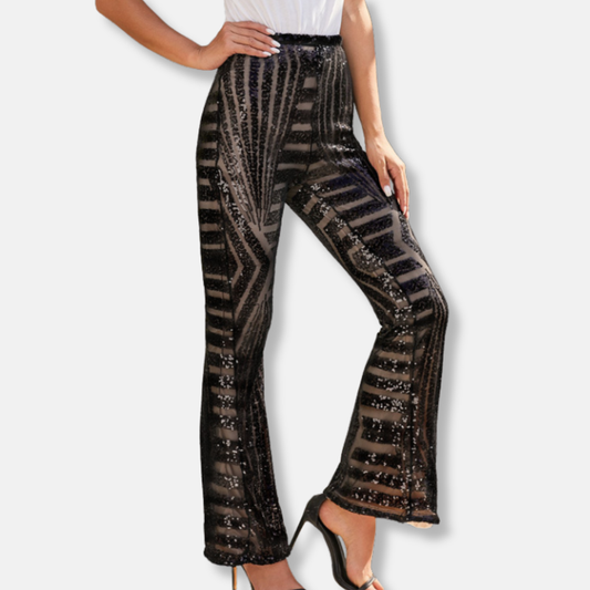Sequin Geometric High Waist Wide Leg Pants 