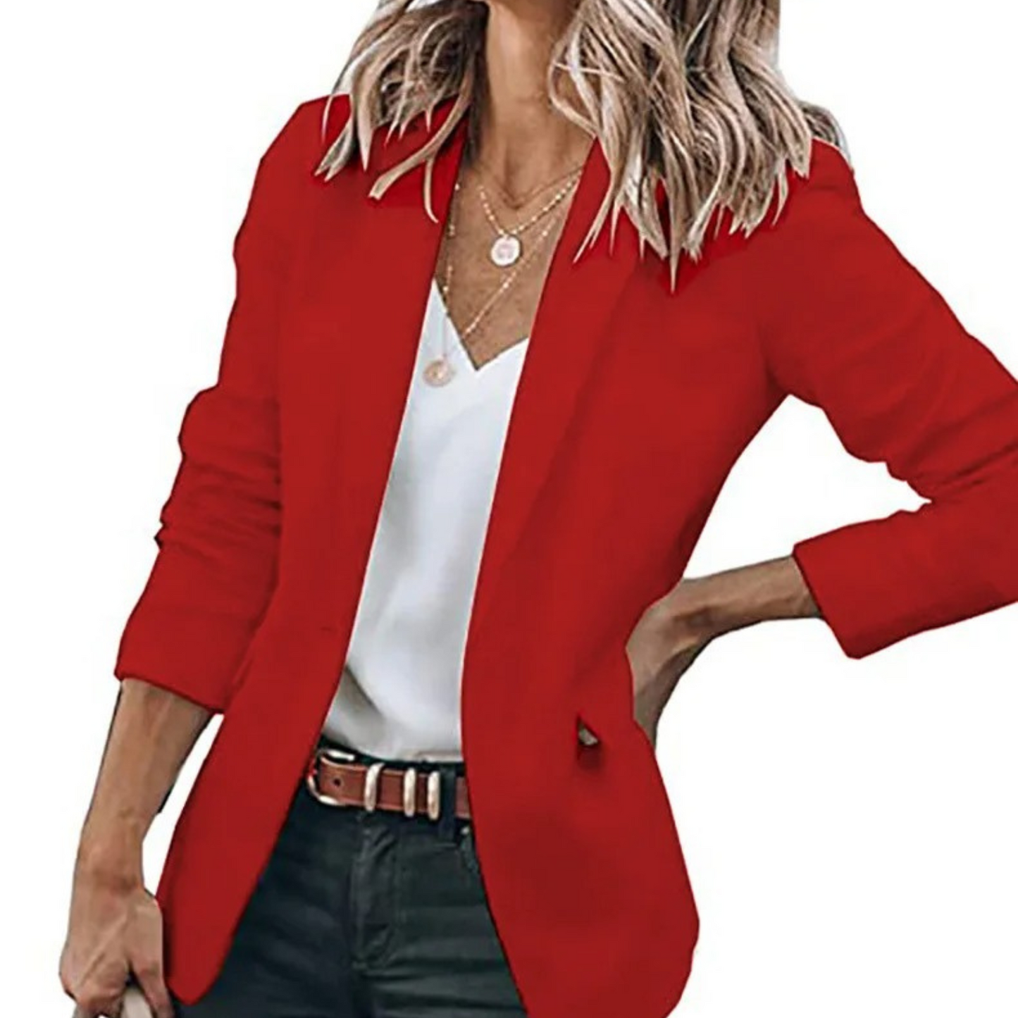 Women’s Blazer – Tailored Fit – Notched Lapel – Long Sleeve – Hip Length Formal Jacket